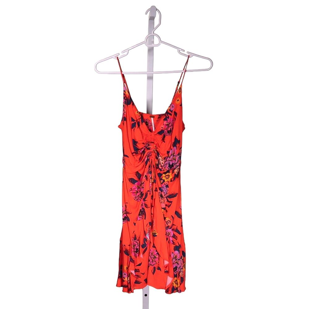 Free People Women's Blouse Floral V-Neck Stretch Sleeveless Tunic Mini Dress XS